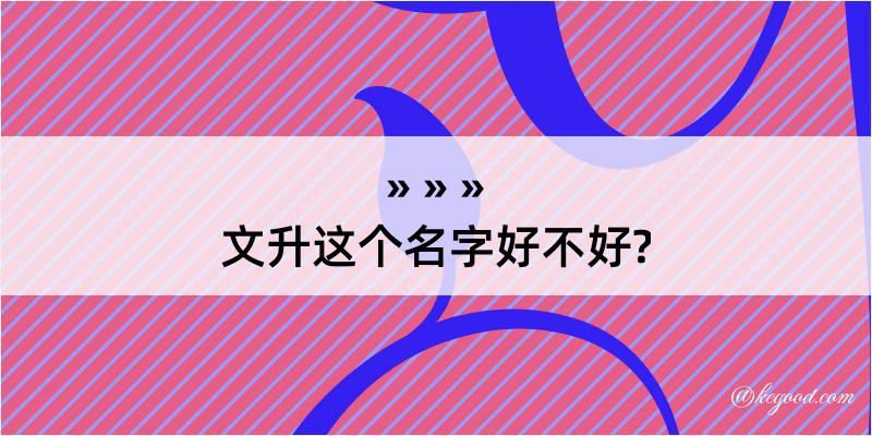 文升这个名字好不好?