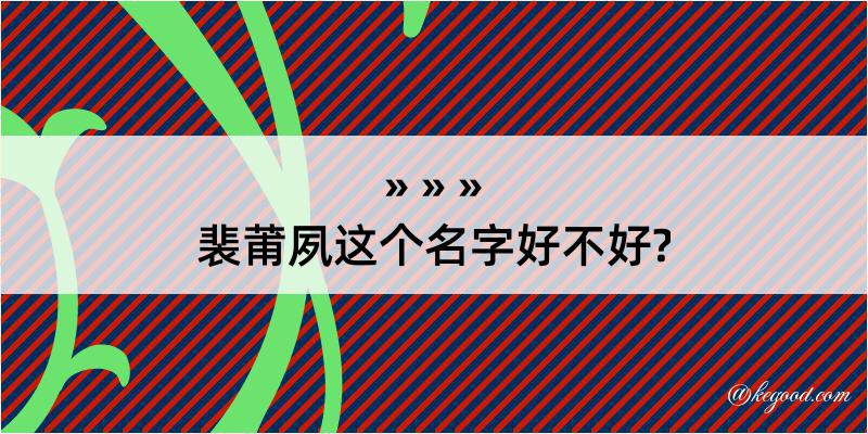 裴莆夙这个名字好不好?