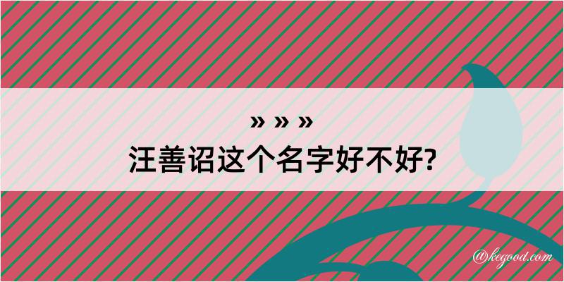 汪善诏这个名字好不好?