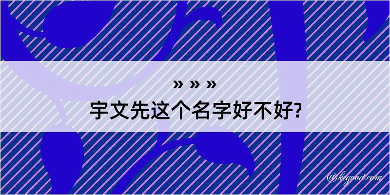 宇文先这个名字好不好?