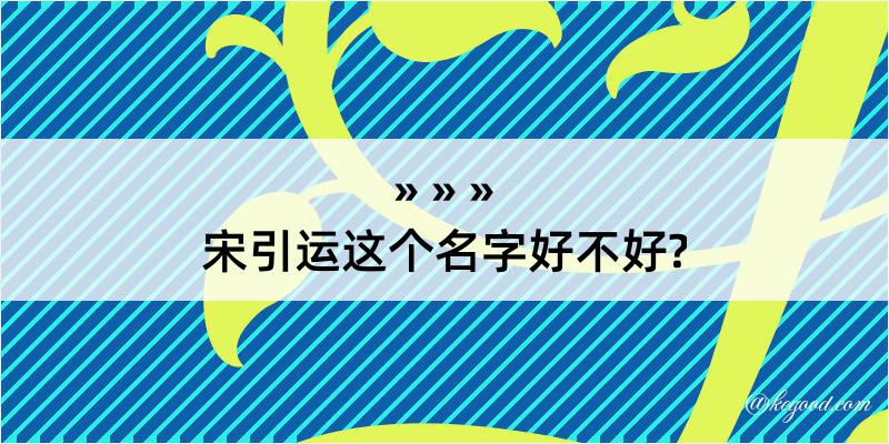 宋引运这个名字好不好?