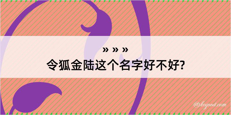 令狐金陆这个名字好不好?