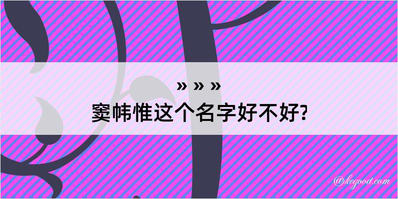 窦帏惟这个名字好不好?