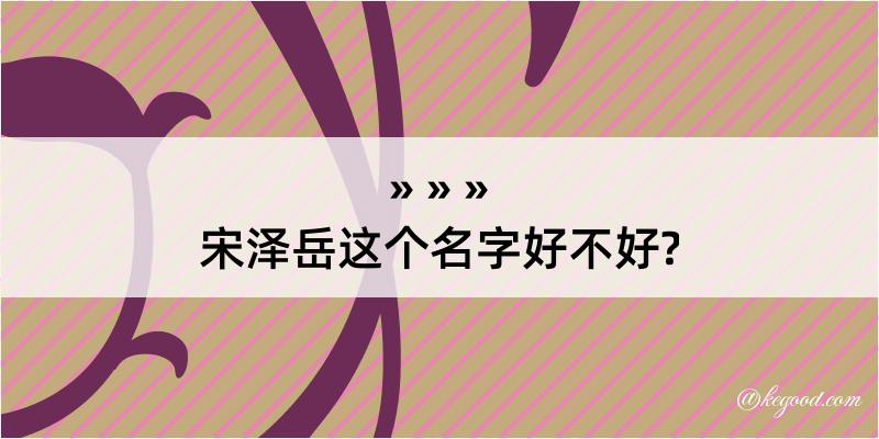 宋泽岳这个名字好不好?