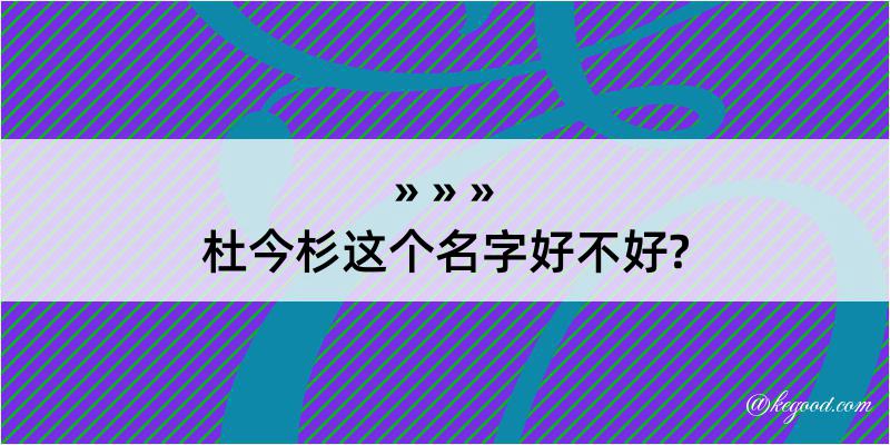 杜今杉这个名字好不好?