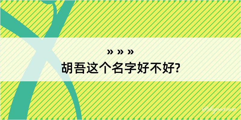 胡吾这个名字好不好?