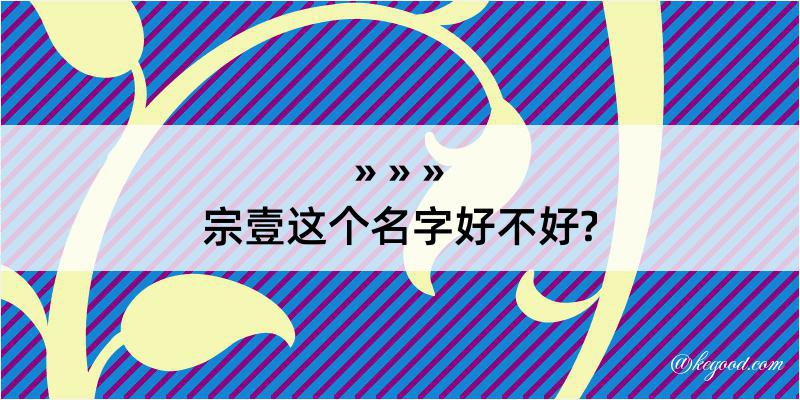 宗壹这个名字好不好?