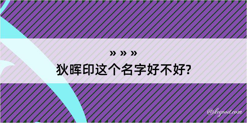 狄晖印这个名字好不好?