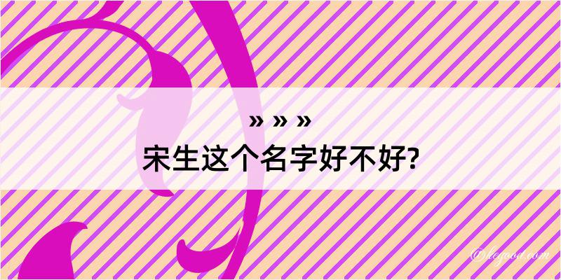 宋生这个名字好不好?