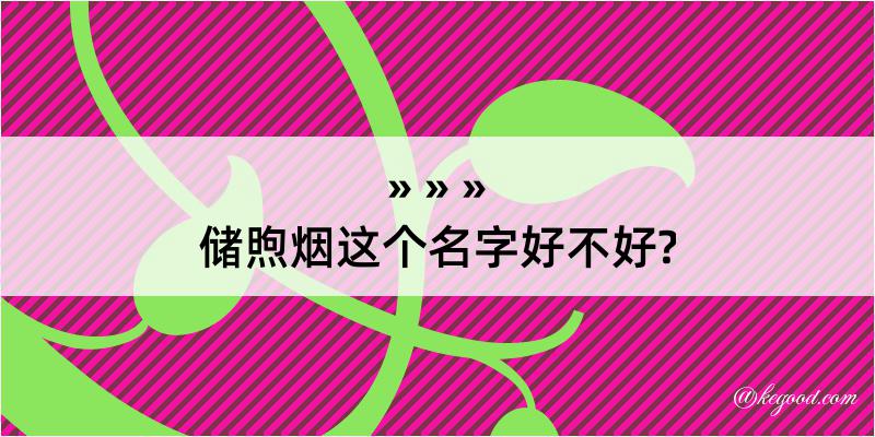 储煦烟这个名字好不好?