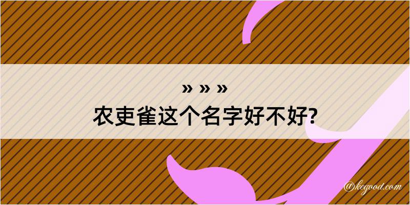 农吏雀这个名字好不好?