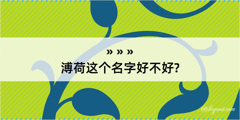 溥荷这个名字好不好?