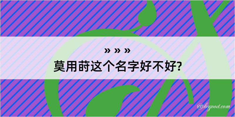 莫用莳这个名字好不好?