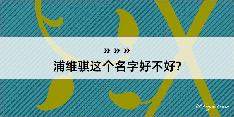 浦维骐这个名字好不好?