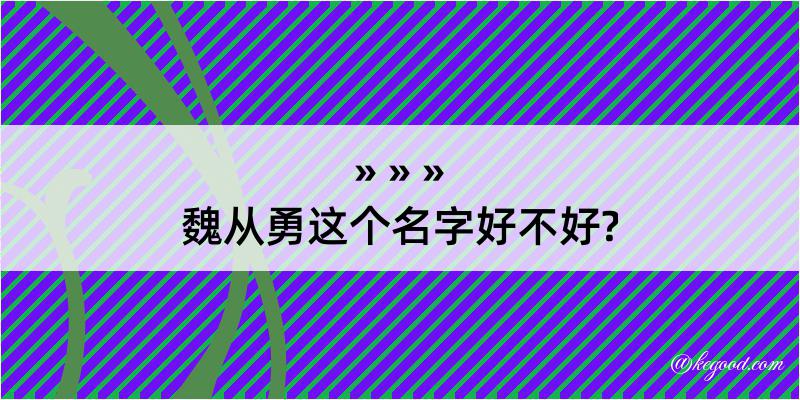 魏从勇这个名字好不好?