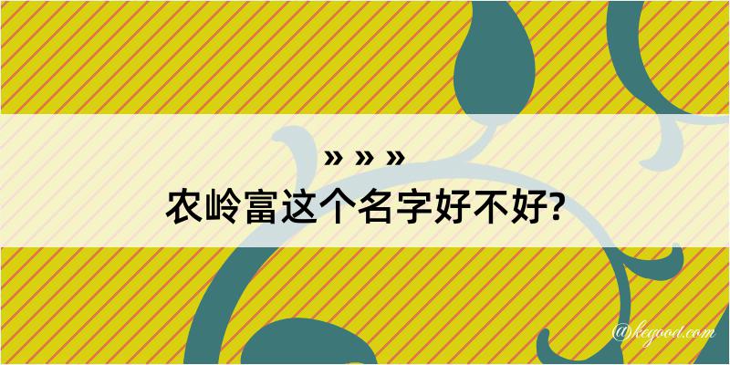 农岭富这个名字好不好?