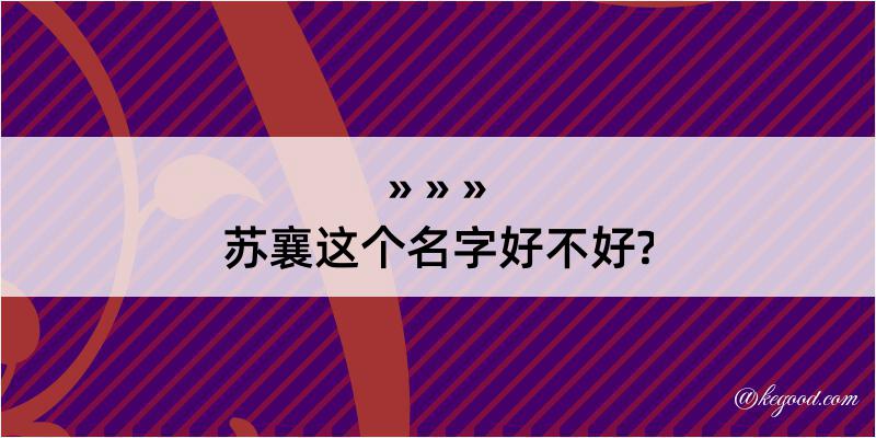 苏襄这个名字好不好?