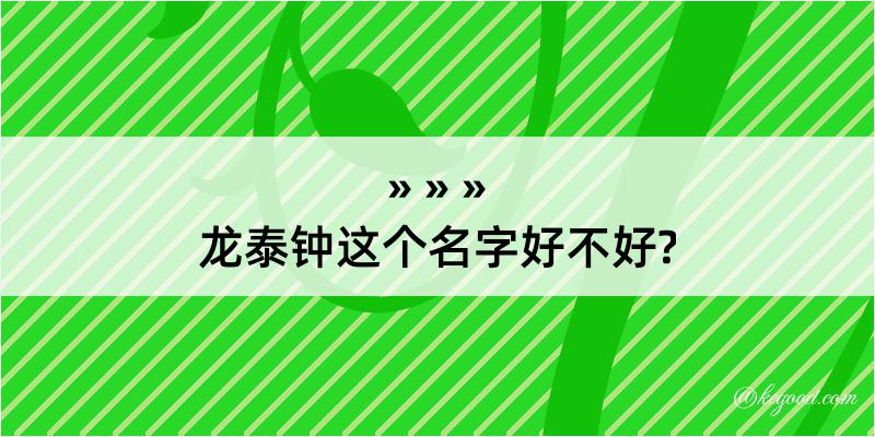 龙泰钟这个名字好不好?