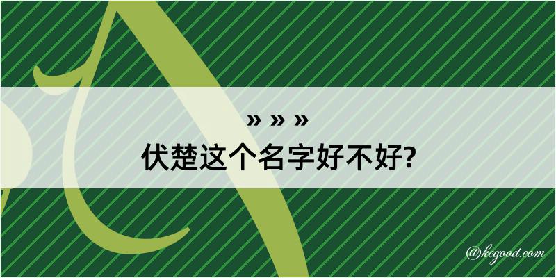 伏楚这个名字好不好?