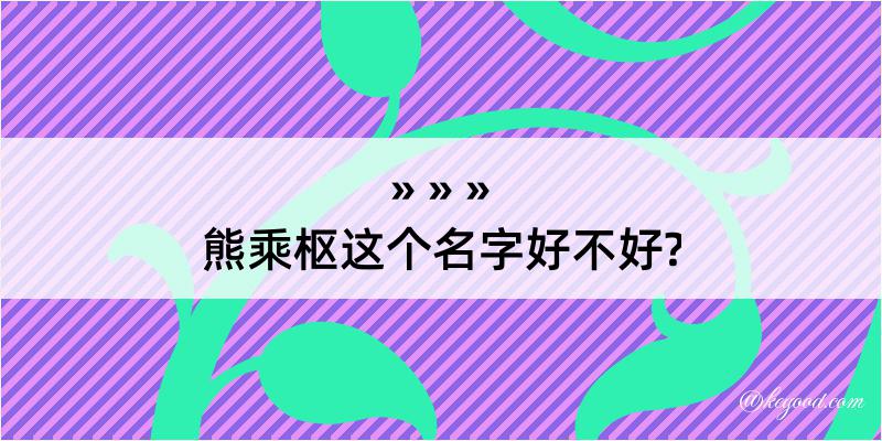 熊乘枢这个名字好不好?