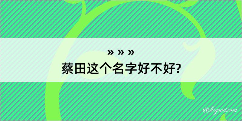 蔡田这个名字好不好?