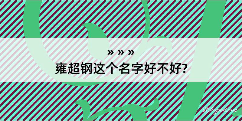 雍超钢这个名字好不好?