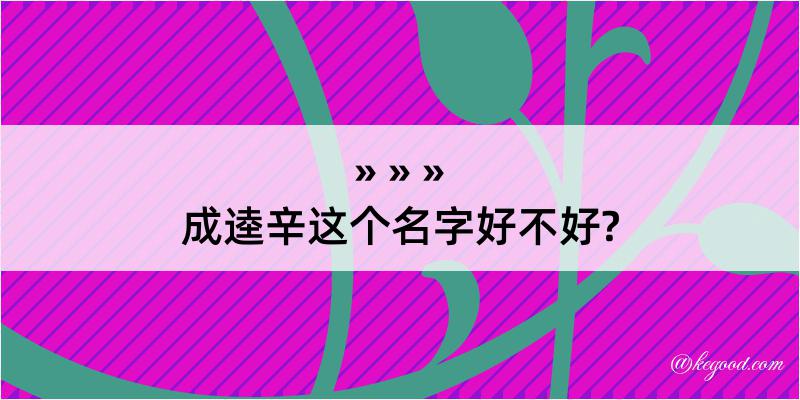 成逵辛这个名字好不好?