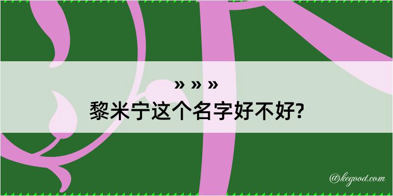 黎米宁这个名字好不好?