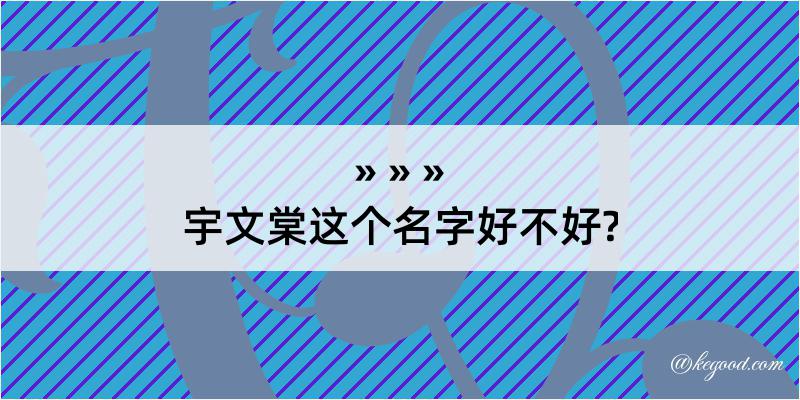 宇文棠这个名字好不好?