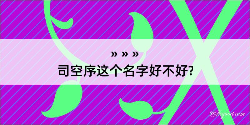 司空序这个名字好不好?