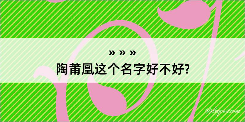 陶莆凰这个名字好不好?