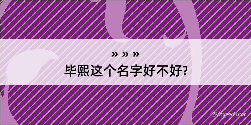 毕熙这个名字好不好?