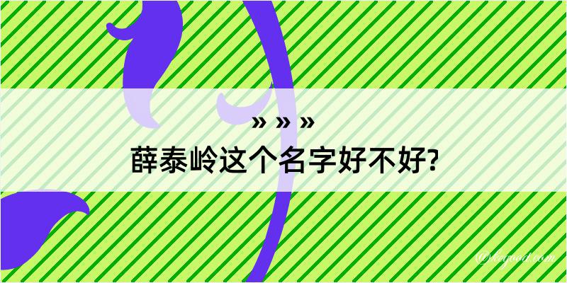 薛泰岭这个名字好不好?