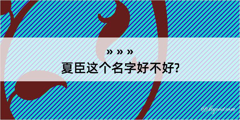 夏臣这个名字好不好?