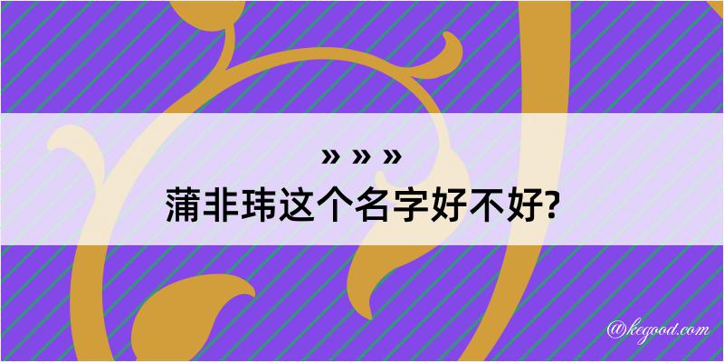 蒲非玮这个名字好不好?