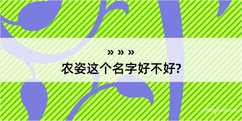 农姿这个名字好不好?