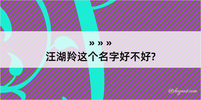 汪湖羚这个名字好不好?