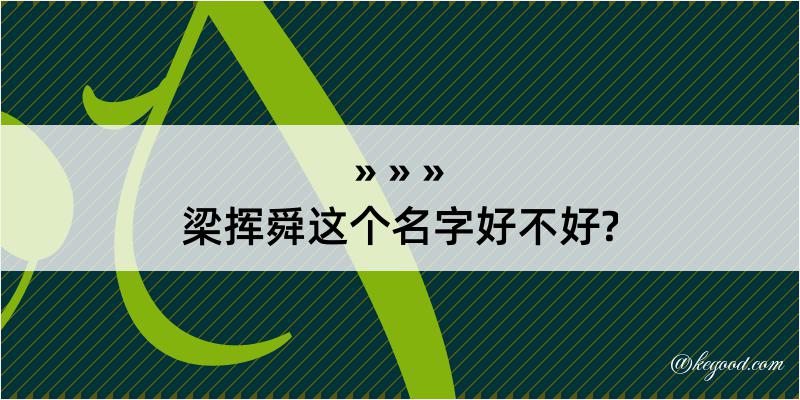 梁挥舜这个名字好不好?