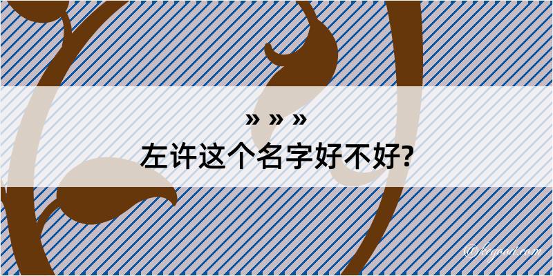 左许这个名字好不好?