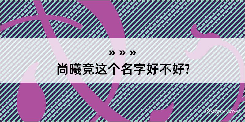 尚曦竞这个名字好不好?