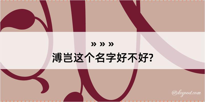 溥岂这个名字好不好?