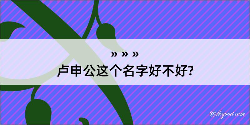 卢申公这个名字好不好?