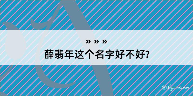 薛翡年这个名字好不好?