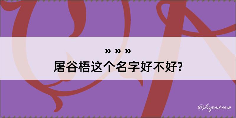 屠谷梧这个名字好不好?