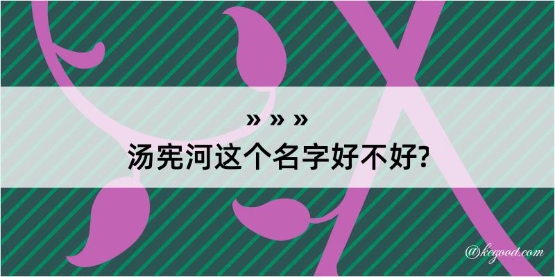 汤宪河这个名字好不好?