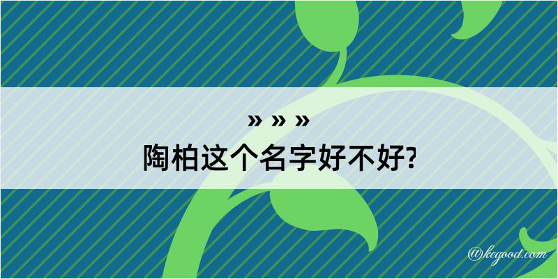 陶柏这个名字好不好?