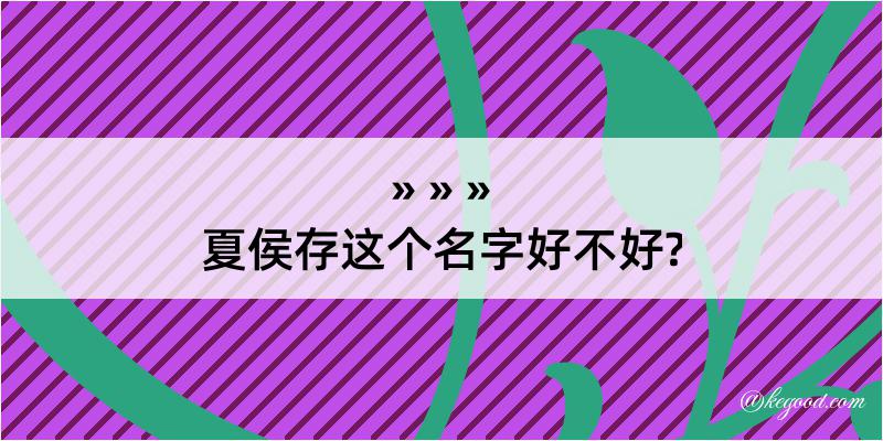 夏侯存这个名字好不好?