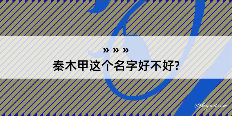 秦木甲这个名字好不好?