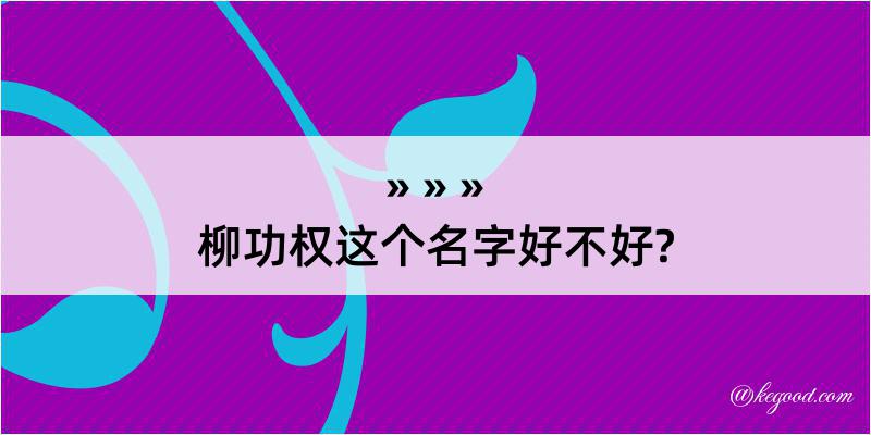 柳功权这个名字好不好?