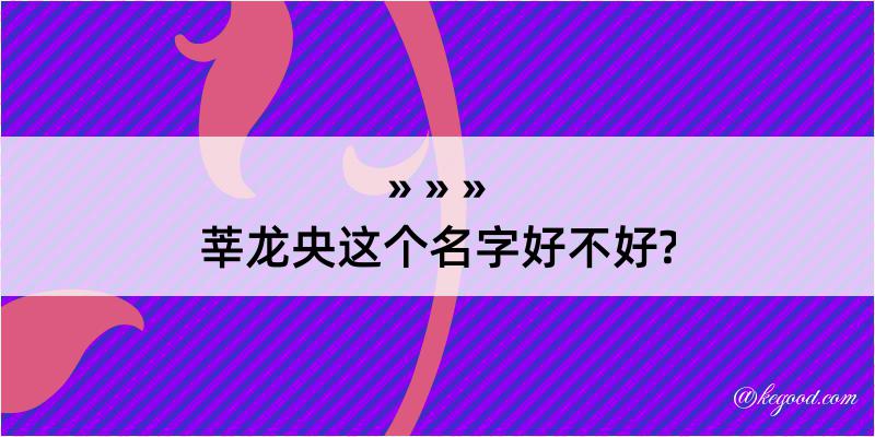 莘龙央这个名字好不好?